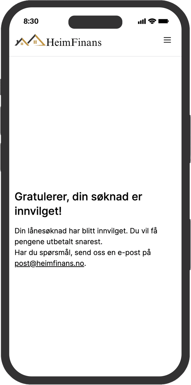 Steg 1, søk med Vipps